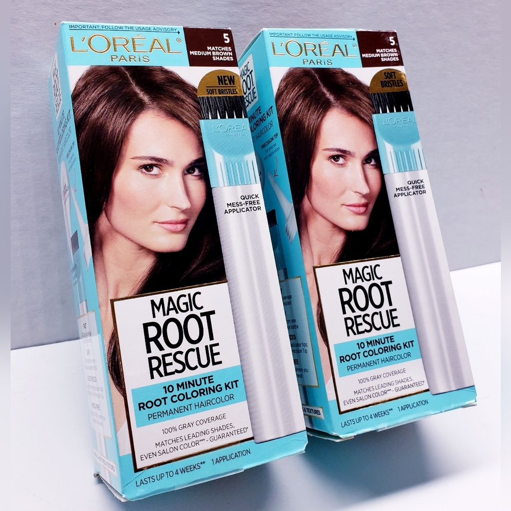 L'Oreal Paris Magic Root Rescue 10 min Hair Coloring Kit, 5 Midium Brown (2 Pcs)